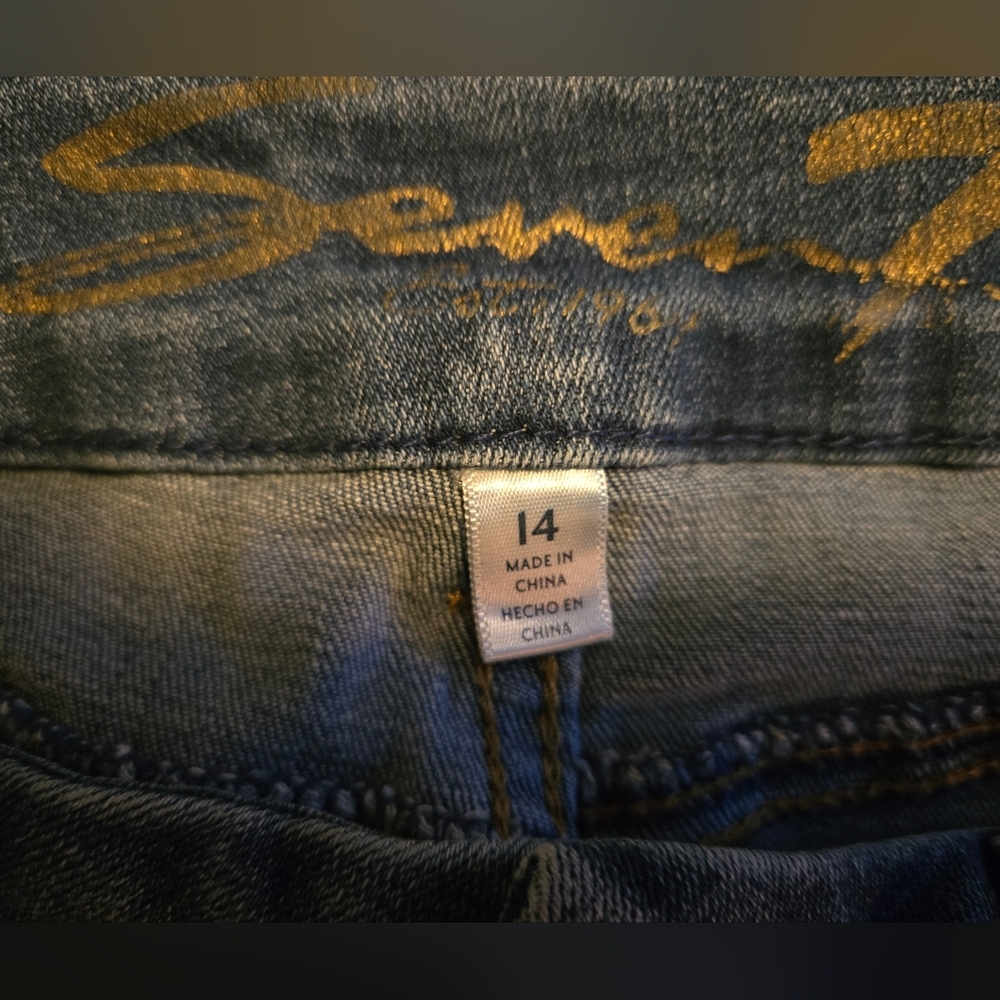 Women's Seven7 Tummyless High Rise Skinny Jeans Medium Wash, Size 14 - Picture 8 of 9